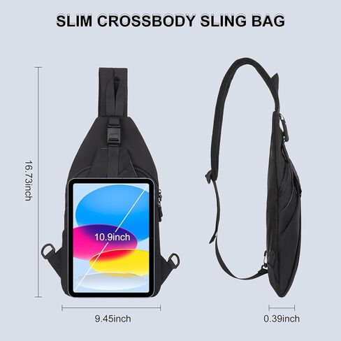 MOSISO Slim Crossbody Sling Backpack for Women Men, Lightweight Small Over Shoulder Cross Body Chest Backpack Unique Pleated Hiking Daypack for Travel Hiking Casual Commuting, Black in Saudi Arabia