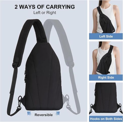 MOSISO Slim Crossbody Sling Backpack for Women Men, Lightweight Small Over Shoulder Cross Body Chest Backpack Unique Pleated Hiking Daypack for Travel Hiking Casual Commuting, Black in Saudi Arabia