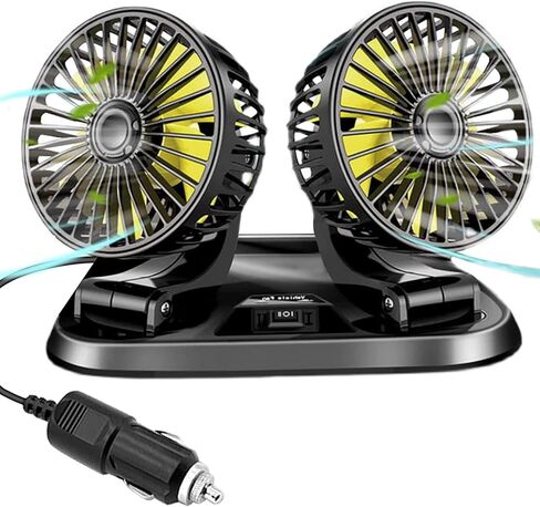 Unifizz 12V Car Fan, 360 Degree Rotation cooling fan, Speed Adjustable, Portable Auto Cooling Fan Double Head for SUV RV Vehicles Boat Golf in Saudi Arabia