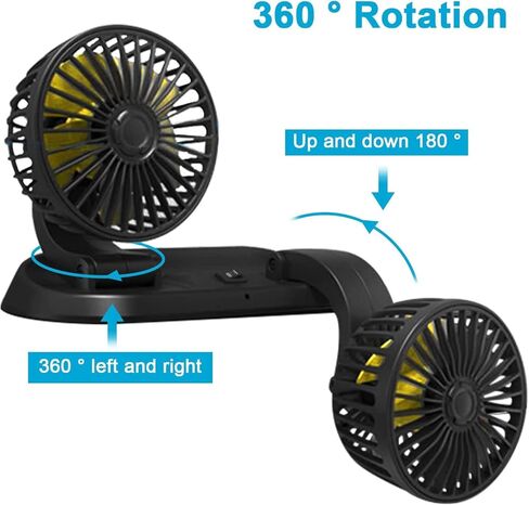 Unifizz 12V Car Fan, 360 Degree Rotation cooling fan, Speed Adjustable, Portable Auto Cooling Fan Double Head for SUV RV Vehicles Boat Golf in Saudi Arabia