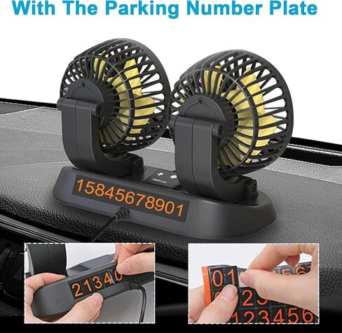 Unifizz 12V Car Fan, 360 Degree Rotation cooling fan, Speed Adjustable, Portable Auto Cooling Fan Double Head for SUV RV Vehicles Boat Golf in Saudi Arabia