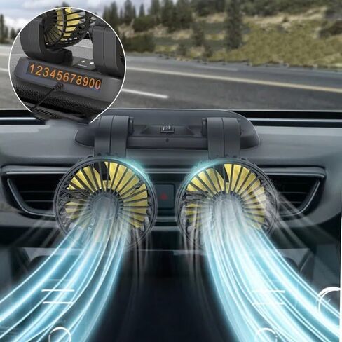 Unifizz 12V Car Fan, 360 Degree Rotation cooling fan, Speed Adjustable, Portable Auto Cooling Fan Double Head for SUV RV Vehicles Boat Golf in Saudi Arabia