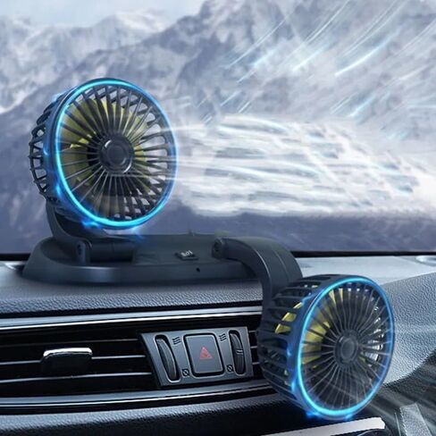 Unifizz 12V Car Fan, 360 Degree Rotation cooling fan, Speed Adjustable, Portable Auto Cooling Fan Double Head for SUV RV Vehicles Boat Golf in Saudi Arabia