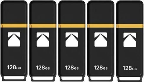 Kodak Classic K100 Cap and Body Series USB 3.2 Gen 1 Interface 128GB Flash Drive مع سرعة قراءة تصل إلى 20 ميجابايت في الثانية وسرعة كتابة تصل إلى 10 ميجابايت في الثانية (5 عبوات) in Kuwait