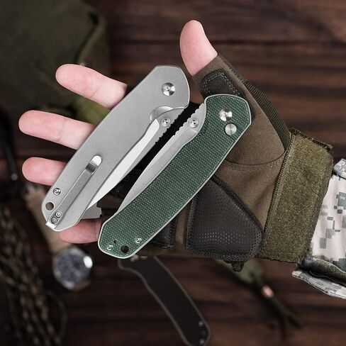 سكين جيب CJRB CUTLERY بيريت (J1925L) زر قفل EDC سكين كبير قابل للطي AR-RPM9 شفرة فولاذية ومقبض ميكارتا أخضر وردي خارجي للنساء والرجال للهدايا in Kuwait