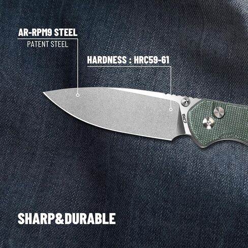 سكين جيب CJRB CUTLERY بيريت (J1925L) زر قفل EDC سكين كبير قابل للطي AR-RPM9 شفرة فولاذية ومقبض ميكارتا أخضر وردي خارجي للنساء والرجال للهدايا in Kuwait