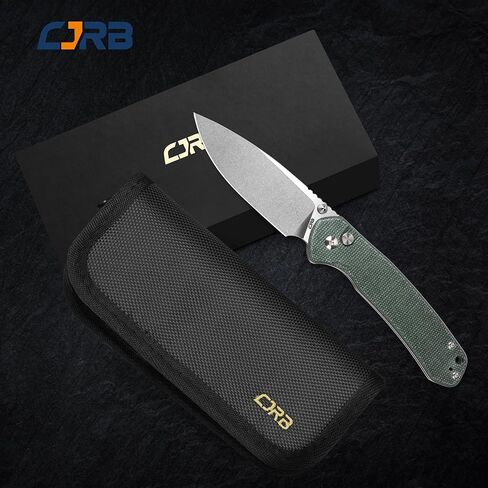 سكين جيب CJRB CUTLERY بيريت (J1925L) زر قفل EDC سكين كبير قابل للطي AR-RPM9 شفرة فولاذية ومقبض ميكارتا أخضر وردي خارجي للنساء والرجال للهدايا in Kuwait