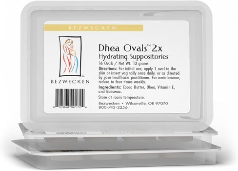 Bezwecken - DHEA Ovals 2X - 16 تحاميل بيضاوية - خالية من الاستروجين والبروجستيرون - نفس التركيبة الموثوقة - تم تركيبها بشكل احترافي لتخفيف جفاف المهبل عند النساء بعد انقطاع الطمث in Kuwait