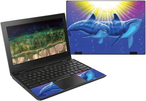 MightySkins Skin Compatible with Lenovo 500E Chromebook 11.6" (2018) - Bottlenose Dolphins | Protective, Durable, and Unique Vinyl Wrap Cover | Easy to Apply, Remove | Made in The USA in Saudi Arabia