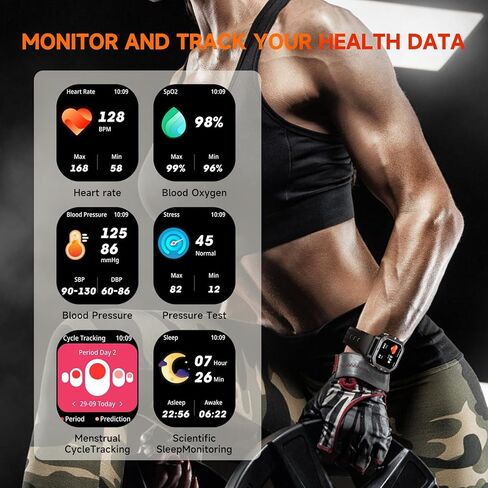 OUKITEL Smart Watch for Men, Military Watches 2.02" HD Touchscreen Answer/Make Calls, Waterproof Fitness Tracker with Heart Rate/Blood Oxygen/Sleep Monitor/100+ Sports Modes, for Android & iOS in Kuwait