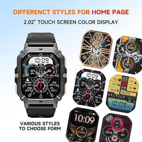 OUKITEL Smart Watch for Men, Military Watches 2.02" HD Touchscreen Answer/Make Calls, Waterproof Fitness Tracker with Heart Rate/Blood Oxygen/Sleep Monitor/100+ Sports Modes, for Android & iOS in Kuwait