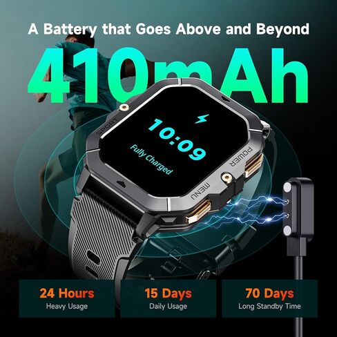 OUKITEL Smart Watch for Men, Military Watches 2.02" HD Touchscreen Answer/Make Calls, Waterproof Fitness Tracker with Heart Rate/Blood Oxygen/Sleep Monitor/100+ Sports Modes, for Android & iOS in Kuwait