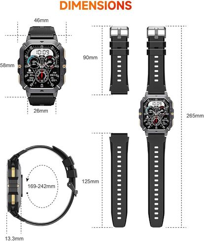 OUKITEL Smart Watch for Men, Military Watches 2.02" HD Touchscreen Answer/Make Calls, Waterproof Fitness Tracker with Heart Rate/Blood Oxygen/Sleep Monitor/100+ Sports Modes, for Android & iOS in Kuwait