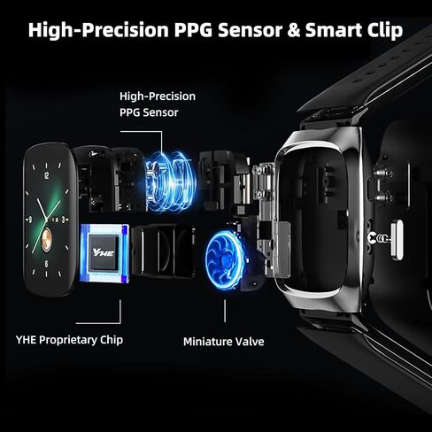 ساعة ذكية لقياس ضغط الدم مع حزام مزدوج حاصل على براءة اختراع، مراقب ضغط الدم في المعصم، مراقب النوم، تطبيق تتبع رياضي لنظامي Android وiOS، ساعة ضغط الدم تدعم مشاركة البيانات in Kuwait