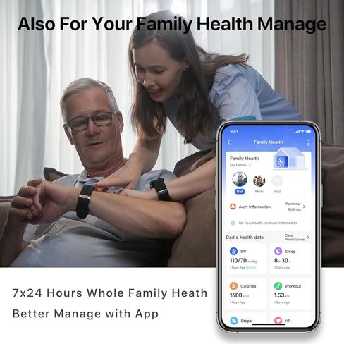 ساعة ذكية لقياس ضغط الدم مع حزام مزدوج حاصل على براءة اختراع، مراقب ضغط الدم في المعصم، مراقب النوم، تطبيق تتبع رياضي لنظامي Android وiOS، ساعة ضغط الدم تدعم مشاركة البيانات in Kuwait