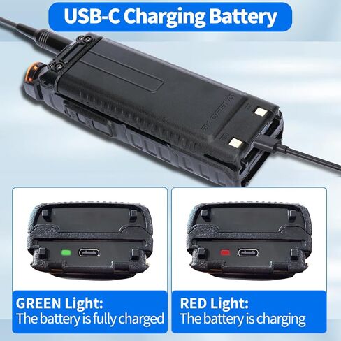 بطارية BAOFENG K5Plus 3800 مللي أمبير في الساعة USB-C شحن ممتدة عالية السعة قابلة لإعادة الشحن بطارية راديو هام متوافقة مع ملحقات أجهزة الاتصال اللاسلكي K5Plus مع كابل شحن من النوع C in Saudi Arabia