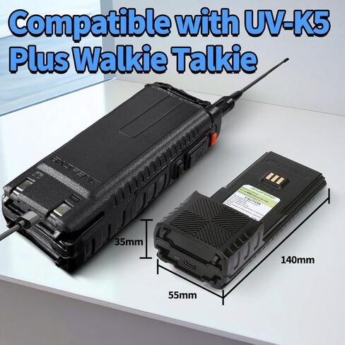 بطارية BAOFENG K5Plus 3800 مللي أمبير في الساعة USB-C شحن ممتدة عالية السعة قابلة لإعادة الشحن بطارية راديو هام متوافقة مع ملحقات أجهزة الاتصال اللاسلكي K5Plus مع كابل شحن من النوع C in Saudi Arabia