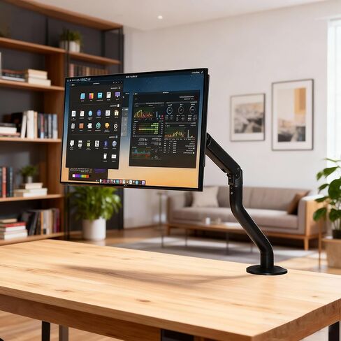 Okak Monitor Stand for Desk Single Monitor Arm Mount Computer for VESA Mounting Holes 75 and 100mm Stand Up to 26.4lbs, 15 to 27 Inch Screens Office Desk Accessories, Black in Saudi Arabia
