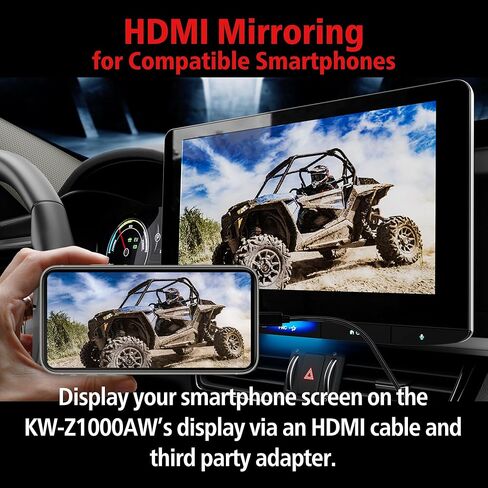 ستيريو سيارة JVC KW-Z1001W مع شاشة لمس عالية الدقة مقاس 10.1 بوصة - Apple CarPlay Android Auto اللاسلكي، تركيب DIN فردي، صوت عالي الدقة، شحن USB-C سريع، درجة احترافية in Kuwait