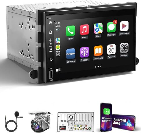 【SOOEMAKA】 Car Stereo for Ford F150/F250/F350 Radio Upgrade 2004-2016, 7 inch Touch Screen Car Stereo with Wireless & Wired CarPlay Andriod Auto, Bluetooth 5.1, SWC, HD Backup Camera (Knob-Style) in Saudi Arabia