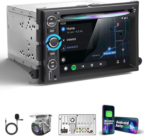 【SOOEMAKA】 Car Stereo for Ford F150/F250/F350 Radio Upgrade 2004-2016, 7 inch Touch Screen Car Stereo with Wireless & Wired CarPlay Andriod Auto, Bluetooth 5.1, SWC, HD Backup Camera (Knob-Style) in Saudi Arabia