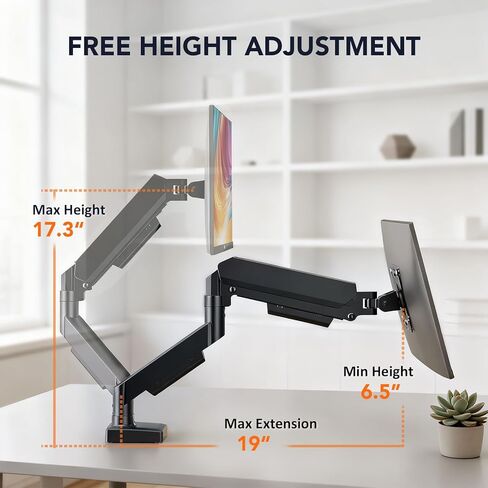 Hemudu Single Monitor Mount, Gas Spring Arm for 17-32 inch Screens Adjustable Monitor Stand, Vesa Mount Stand with Clamp and Grommet Aluminum Base - Fits 4.4 to 22lbs LCD Computer Monitors HD09B-001 in Kuwait