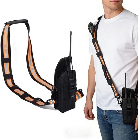 Universal Nylon Radio Pouch with Reflective Shoulder Strap, MOLLE Compatible Holster for BaoFeng Kenwood Yaesu Midland Motorola Radios, Adjustable for Security, Hiking, Hunting in Saudi Arabia