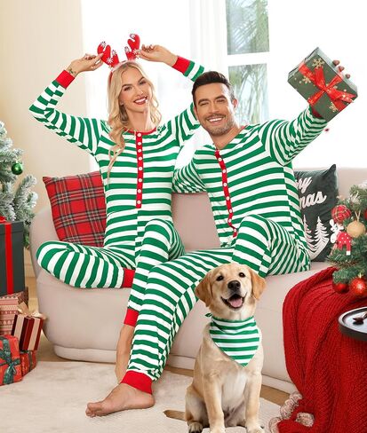 SWOMOG مطابقة الأسرة منامة مجموعات عيد الميلاد زوجين PJ's عطلة Onesise ملابس النوم المنزلية مجموعات ملابس النوم مع مرايل للحيوانات الأليفة رمادي عميق in Saudi Arabia