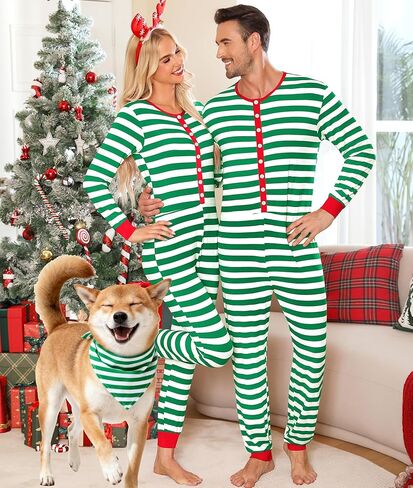 SWOMOG مطابقة الأسرة منامة مجموعات عيد الميلاد زوجين PJ's عطلة Onesise ملابس النوم المنزلية مجموعات ملابس النوم مع مرايل للحيوانات الأليفة رمادي عميق in Saudi Arabia