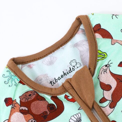 Seals Print Bamboo Fiber Baby Romper with 2 Way Zipper and Long Sleeve Romper for Boys and Girls in Saudi Arabia