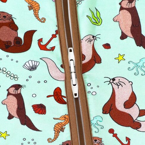 Seals Print Bamboo Fiber Baby Romper with 2 Way Zipper and Long Sleeve Romper for Boys and Girls in Saudi Arabia