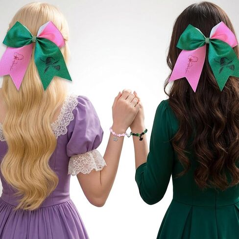 4PCS Wicked Hair Accessories for Girl with a Pair of Wicked Merch Bracelets,Hair Bows for Witch Movie Fans,Pink Green Cute Bow Hair Clips Gifts for Girls Halloween Costume in Saudi Arabia
