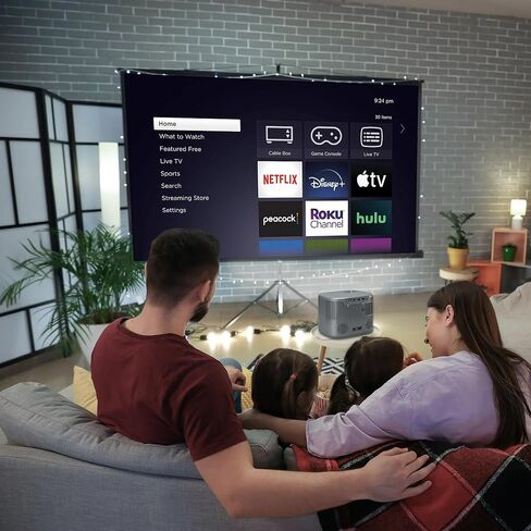 جهاز عرض المسرح المنزلي الذكي RCA 720P HD مخصص لجهاز Roku Streaming (مضمن)، 150 لومن، 3 منافذ HDMI (يدعم 1080 بكسل)، عرض 30-200 بوصة - لون فضي، RPJ185 (متجدد) in Saudi Arabia