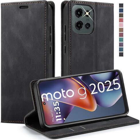 Moto G 5G 2025 Wallet Case with [RFID Blocking],Card Holder,Kickstand Magnetic,Leather Flip Case for Moto G 5G 2025 6.7 inch (Black) in Saudi Arabia