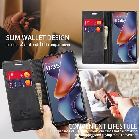 Moto G 5G 2025 Wallet Case with [RFID Blocking],Card Holder,Kickstand Magnetic,Leather Flip Case for Moto G 5G 2025 6.7 inch (Black) in Saudi Arabia