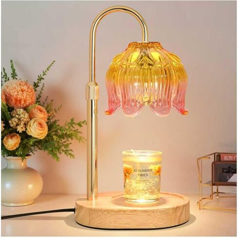 Flower Candle Warmer lamp with Timer Dimmer,Adjustable Height Candle Warmer,Fits All Jar Scented Candles,Christmas Gifts for Mom Women,Candle Lamp for Bedroom Home Decor,Flower Amber in Saudi Arabia