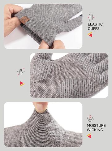 TRENDOUX 2 Pairs Winter Merino Wool Gloves for Men Women, Knit Touch Screen Warm Thin Non-slip Glove for Driving Running Gift in Saudi Arabia