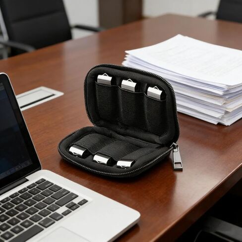 1Pc USB Flash Drive Protective Case, Capacity USB Holder Electronic Accessory Storage Bag, Black Soft Storage Bag, Suitable For Long-term Use (10 grids) in Saudi Arabia