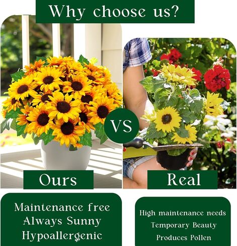 عباد الشمس الزهور الاصطناعية، 4 حزم وهمية زهرة الخريف عباد الشمس الحرير مقاومة للأشعة فوق البنفسجية لمزهرية الخريف طاولة الزفاف المنزل الشرفة فناء حديقة ديكور داخلي في الهواء الطلق in Kuwait