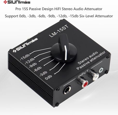 RCA&/AUX/1/4 1/8" مخفف صوت ستيريو سلبي ومتغير، صندوق تخفيف صوت قابل للتعديل للمسرح المنزلي وتشغيل الأداء الصوتي الرسمي (SIM-at-AUX/RCA/TS) in Kuwait