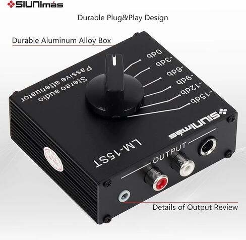 RCA&/AUX/1/4 1/8" مخفف صوت ستيريو سلبي ومتغير، صندوق تخفيف صوت قابل للتعديل للمسرح المنزلي وتشغيل الأداء الصوتي الرسمي (SIM-at-AUX/RCA/TS) in Kuwait