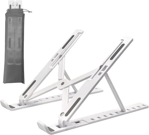 حامل كمبيوتر محمول قابل للطي بـ 10 جير | رافعة ABS مريحة مع قاعدة مضادة للانزلاق | لأجهزة الكمبيوتر المحمولة والهواتف مقاس 10-17.3 بوصة (استخدام المكتب/السرير) in Kuwait