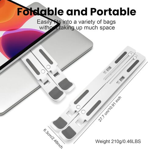 حامل كمبيوتر محمول قابل للطي بـ 10 جير | رافعة ABS مريحة مع قاعدة مضادة للانزلاق | لأجهزة الكمبيوتر المحمولة والهواتف مقاس 10-17.3 بوصة (استخدام المكتب/السرير) in Kuwait