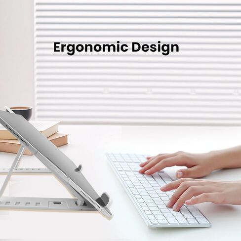 حامل كمبيوتر محمول قابل للطي بـ 10 جير | رافعة ABS مريحة مع قاعدة مضادة للانزلاق | لأجهزة الكمبيوتر المحمولة والهواتف مقاس 10-17.3 بوصة (استخدام المكتب/السرير) in Kuwait