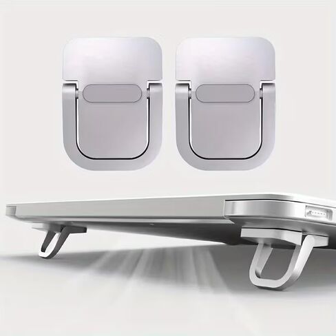 Premium Zinc Alloy Laptop Stand, 2-in-1 Ergonomic Adjustable Notebook Riser & Vertical Holder, Portable Foldable Computer Stand with Silvery Finish for Desk, Office, Travel, MacBook in Saudi Arabia