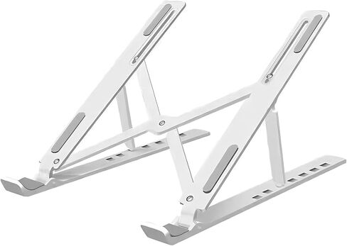 Portable Foldable Laptop Stand Adjustable Cooling Desktop Holder Space Saving Sturdy Structure for All Laptops Notebooks Computer Desk Office Home Use (Silver) in Saudi Arabia