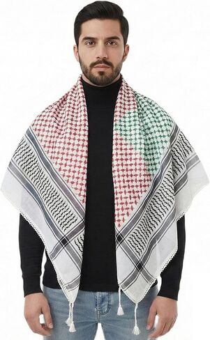 وشاح كوفية فلسطينية، وشاح فلسطين بشرابة، شماغ تكتيكي لغطاء الرأس للرجال والنساء in Kuwait