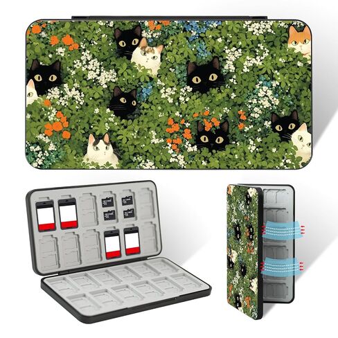 حامل حافظة ألعاب FlyingMage Switch 2 لألعاب Nintendo Switch 2/OLED/Lite وبطاقات Micro SD، حافظة خرطوشة حامل بطاقات الألعاب Cute Kitty Switch2 مع 24 فتحة لتخزين بطاقات الألعاب - قطة خضراء in Kuwait