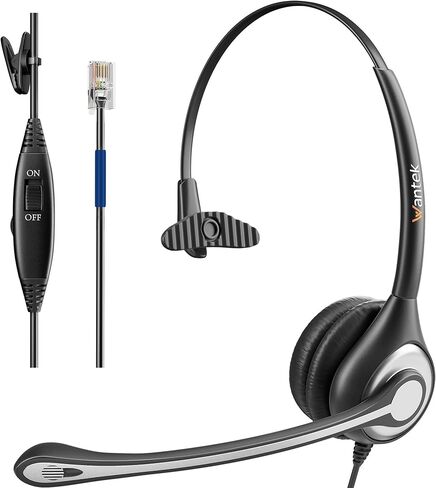 Wantek Corded Telephone RJ9 Headset Monaural with Noise Canceling Microphone for Call Center Telephone Systems with Plantronics M10 M12 M22 MX10 Amplifiers or Cisco 7942 7971 Office IP Phones(F600C1) in Saudi Arabia