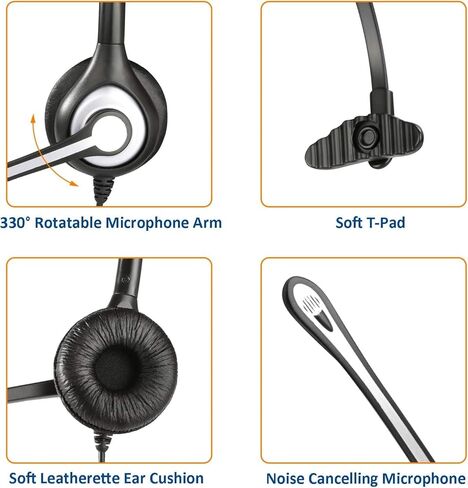 Wantek Corded Telephone RJ9 Headset Monaural with Noise Canceling Microphone for Call Center Telephone Systems with Plantronics M10 M12 M22 MX10 Amplifiers or Cisco 7942 7971 Office IP Phones(F600C1) in Saudi Arabia